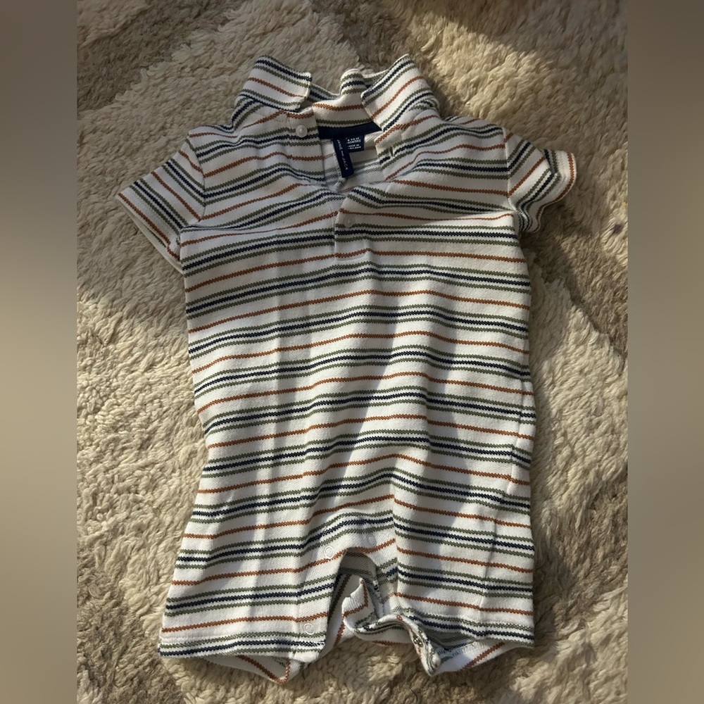Janie and Jack Boys Polo Striped Onesie 6-12M